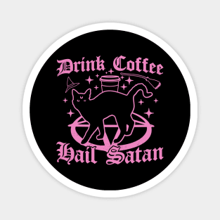 Drink Coffee Hail Satan - Black Cat - Pastel Goth Halloween Magnet